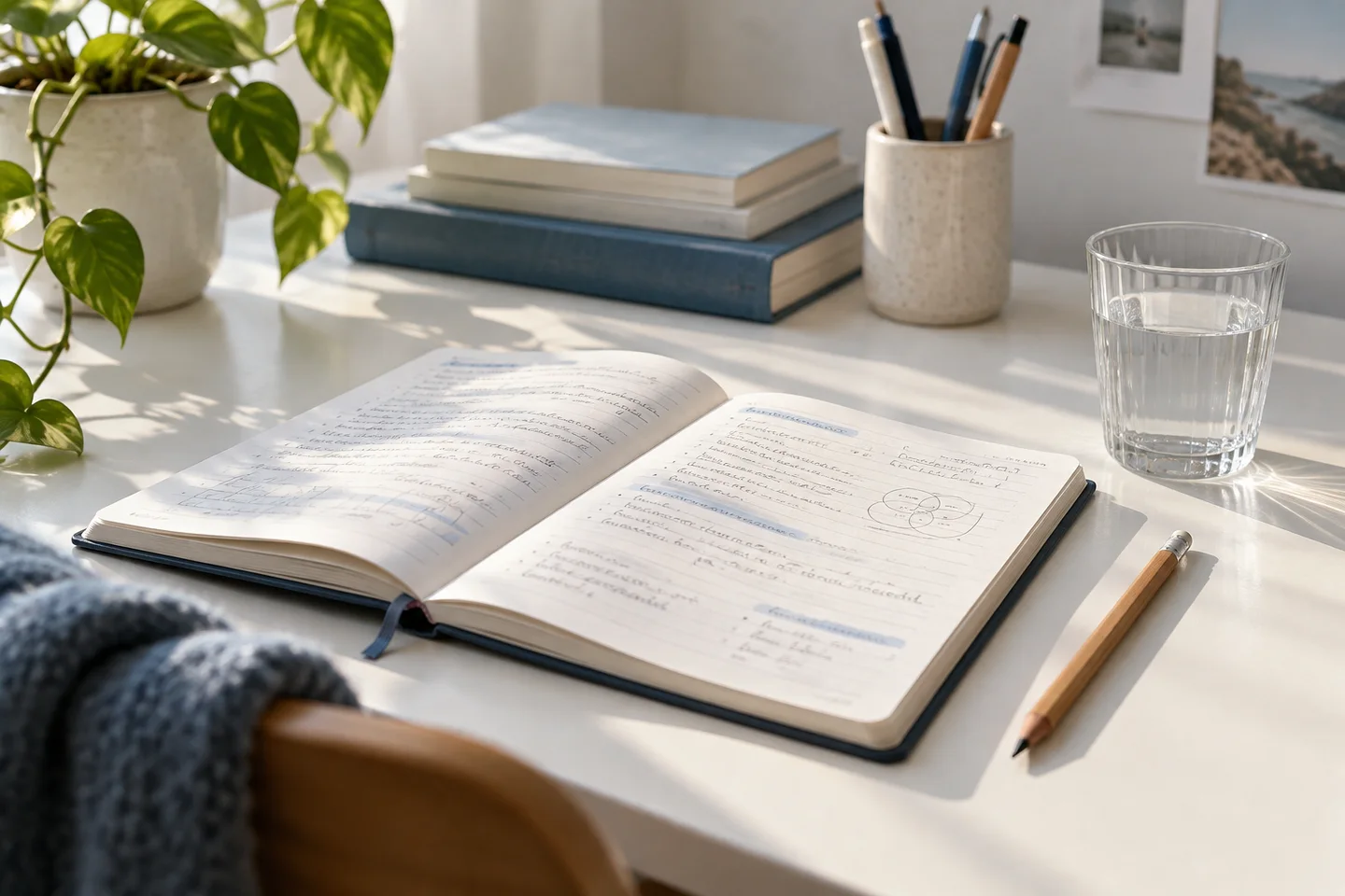 Study materials on a desk